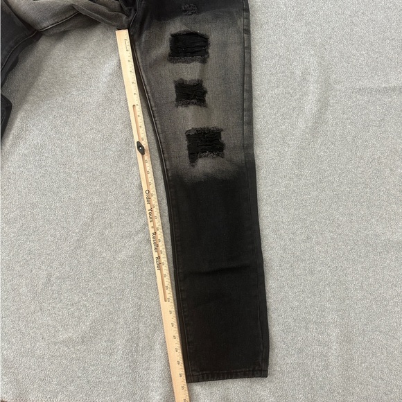 Distressed Two-Tone Denim 30 Tapered Y2K Grunge Punk Dirty Black Grey - Picture 7 of 8